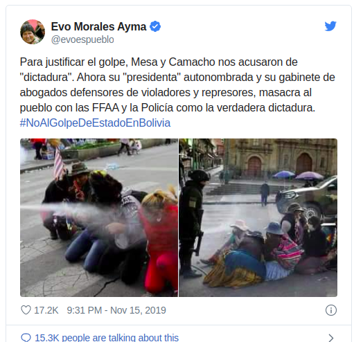 twit de Evo Morales